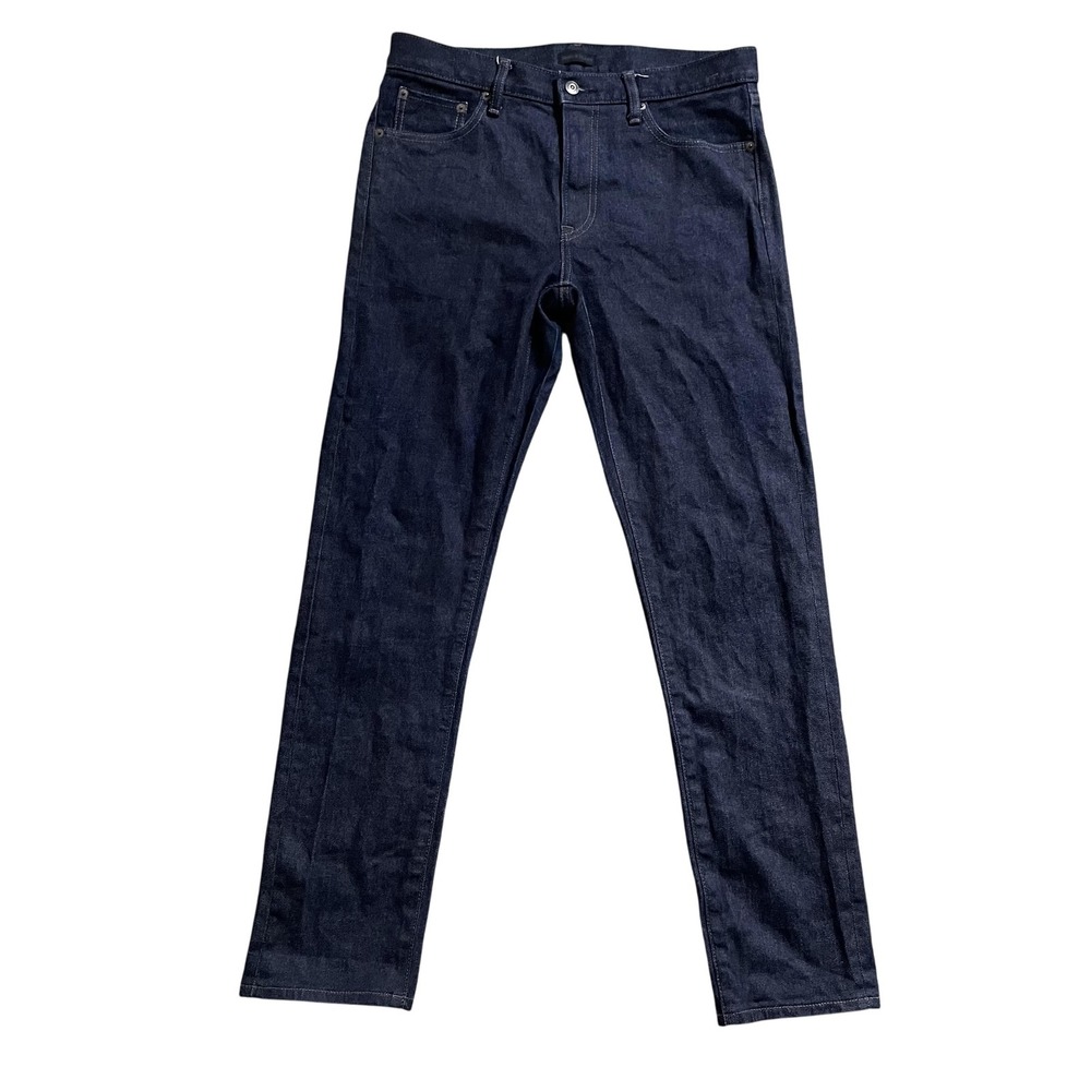 Uniqlo Mens 32x32 Slim Fit Selvedge Stretch Kaihara Denim Jeans Dark Raw Blue
